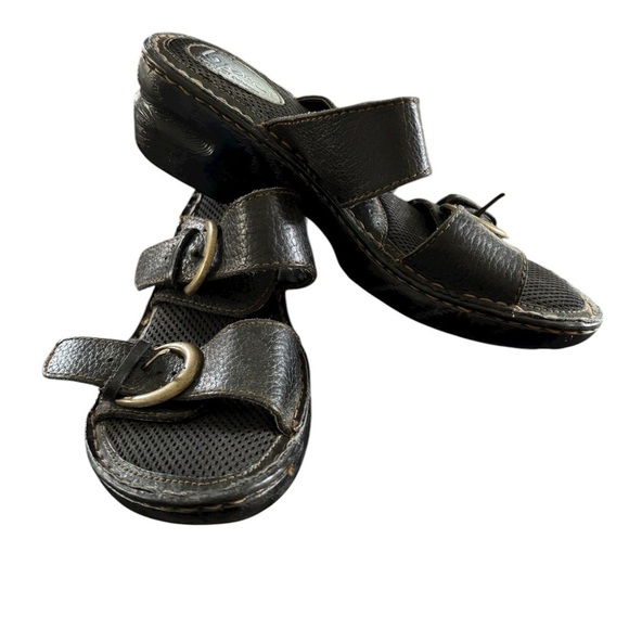 b.o.c. Born Concept Summer Wedge Sandal - Free Shipping | DSW B.O.C. Born Concepts Bensi Wedge Sandal Sz 9 Black 2 Strap Double Buckle Casual